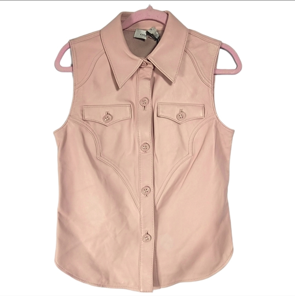 NWT Coach Lamb Leather Vest Blush Pink SZ 4